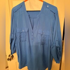 Torrid Light Blue Women's Button-Front Utility Tunic Top